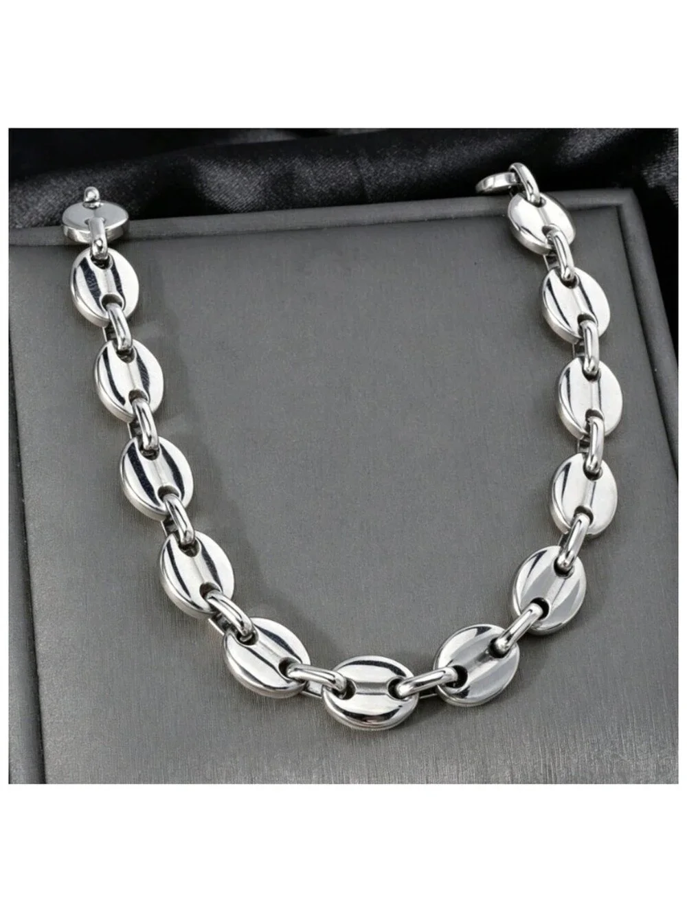 Coffee bean link chain - Necklace - Stainless Steel - 24
